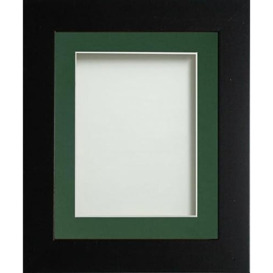 Frame Company Watson Matte Black Picture Photo Frame fitted with Perspex, 8x6 inch with Bottle Green Mount for image size 6x4 inch