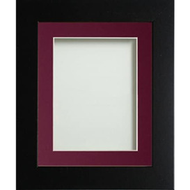 Frame Company Watson Matte Black Picture Photo Frame fitted with Perspex, 16x12 inch with Plum Mount for image size 13x9 inch