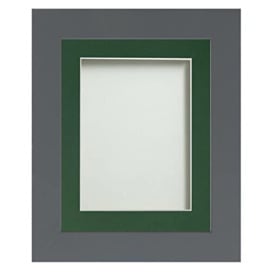 Frame Company Watson Grey Picture Photo Frame fitted with Perspex, 6x4 inch with Bottle Green Mount for image size 5x3 inch