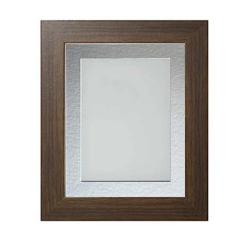 Frame Company Watson Brown Picture Photo Frame fitted with Perspex, A4 with Silver Mount for image size 10x6 inch