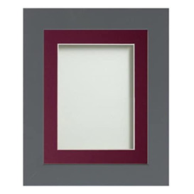 Frame Company Watson Grey Picture Photo Frame fitted with Perspex, 10x10 inch with Plum Mount for image size 5x5 inch