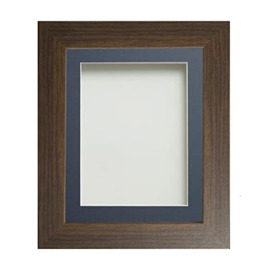 Frame Company Watson Brown Picture Photo Frame fitted with Perspex, A4 with Blue Mount for image size 10x6 inch