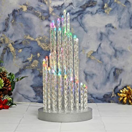 Mr Crimbo 33 Light Spiral Candle Decoration Silver Colour Change Christmas Ornament 32cm