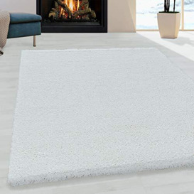 Muratap Pearl Soft Extra Soft High Pile Rug for Living Room, Bedroom, Children's Room, Hallway Modern Decoration Size: 120 x 170 cm, Colour: White