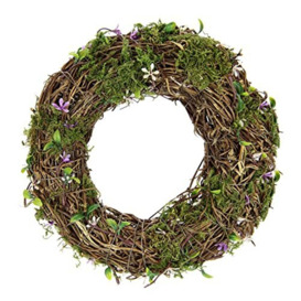 Flair Flower Wreath with Leaves and Moss Willow Wreath Romantic Decorative Flower Wreath Rattan Wreath Decorative Wreath Candle Wreath Artificial Flower Decoration Country House Wreaths Blank Easter