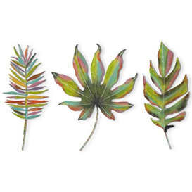 Americanflat Three Metal Leaves Wall Décor Set - 3x14 Leaves as Outdoor Metal Wall Art Decorations - Modern Style Wall Hanging Décor for Patio, Garden - Metal Indoor Wall Art, RainBow Color