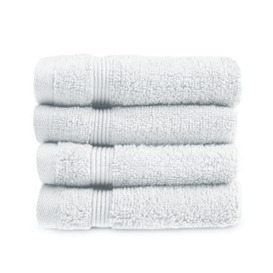 Allure Zero Twist Face Cloths Pack of 4 30 x 30cm, 100% Egyptian Cotton Flannels (White)