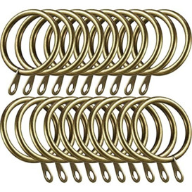 Strong Metal Curtain Hanging Rings 40mm Large Brass Curtain Pole Rings with Fixed Eye Sliding Eyelet Rings Hanging Rings Curtain Rod Pole Pack of 36