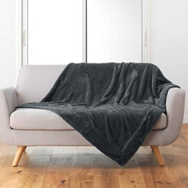 douceur d'intérieur, Blanket 125 x 150 cm Charcoal Faux Fur Caresse