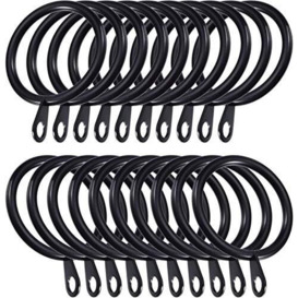 Black Curtain Pole Rings 30mm Strong Metal Curtain Hanging Rings Sliding Eyelet Rings Hanging Rings Pack of 12.