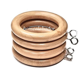 Wooden Curtain Rings 38mm with Screw Eye Natural Wood Drapery Curtain Rings Rod Hanging Sliding Eyelet for 35mm Poles Pack of 6.