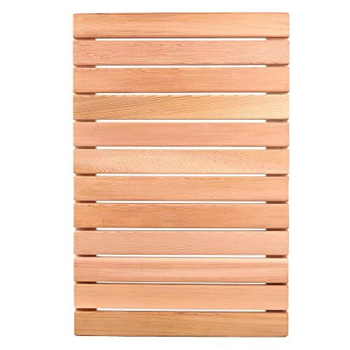 bingaai Cedar Wood Shower Mat, Cedar Wooden Bath Mats, Wood Bath
