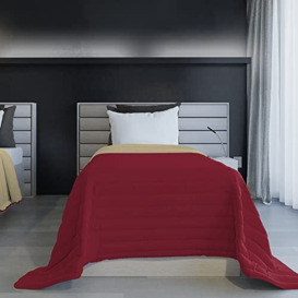 Italian Bed Linen Fireproof Summer Duvet Microfibre Two-Tone Burgundy/Cream 170 x 270 cm