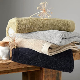 Drift Home Khaki Green Hand Towel (50 x 90cm) - 100% Eco Sustainable Cotton - Guest Towel, Head Towel, Beach Towel, Bathroom Accessory - Abode Eco Collection