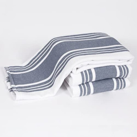 "All-Clad Dish Towels Dual Purpose Reversible, 100% Absorbent Cotton, Kitchen Towels Set of 3 Striped, 17"" x 30"", 3-Pack Indigo Textiles"