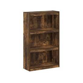 Furinno Jaya Enhanced Home 3-Tier Adjustable Shelf Bookcase, Wood, Amber Pine