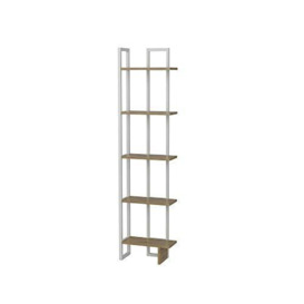 DECOROTIKA - Alica180 cm Bookcase – Industrial Corner Unit Bookshelf – Metal Frame Shelving Unit (White/Oud Pattern)