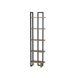 DECOROTIKA - Alica180 cm Tall Bookcase – Corner Unit Bookshelf – Metal Frame Shelving Unit for Living Room,Storage Rack, Home Office, Bedroom and Study Room (Black/Oud Pattern)