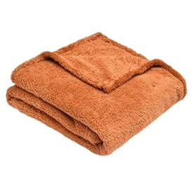 Sleepdown Rust Orange Super Soft Teddy Fleece Throw Over Sofa Super Soft Warm Cosy Bed Blanket Bedspread - 125cm x 150cm, 5056557514519