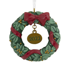 Hallmark Festive Wreath with 2022 Charm Christmas Ornament