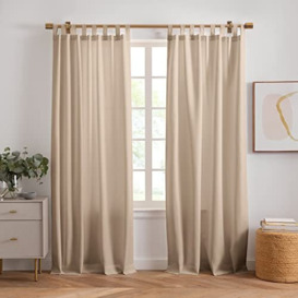 "Elrene Home Fashions Rhodes Solid Tab-Top Header Window Curtain Panels, Indoor or Outdoor Curtains, Set of 2, 52"" x 84"", Taupe"