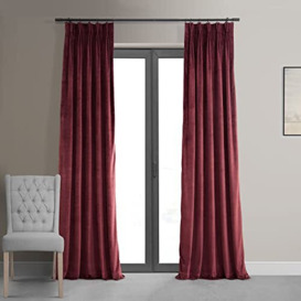 HPD Half Price Drapes Velvet Blackout Curtains/Drapes - 108 Inches Long 1 Panel Blackout Curtain Signature Pleated for Living Room & Bedroom - 25W X 108L, Burgundy