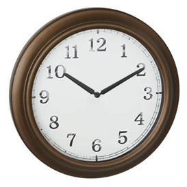 TFA Dostmann 60.3066.53 XL Analogue Wall Clock Retro Design Splashproof Metal with Glass Cover, Brass, (L) 387 x (B) 52 x (H) 387 mm