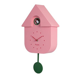 Fisura - Cuckoo Clock. Wall Clock. Original Wall Clock for Gift. 3 AA Batteries not Included. 21,5 x 8 x 41,5. Material: ABS Plastic. (Pink)