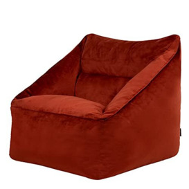 icon Natalia Velvet Lounge Chair Bean Bag, Terracotta, Giant Bean Bag Velvet Chair, Large Bean Bags for Adult with Filling Included, Accent Chair Living Room Furniture