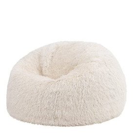 icon Faux Fur Bean Bag Chair, Luxury Fluffy Bean Bags Adult, Large Bean Bags with Filling Included, Living Room Bean Bags (Natural, Bean Bag)
