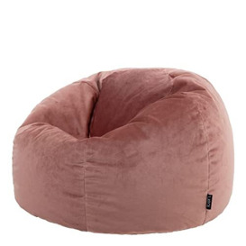 icon Aurora Velvet Bean Bag Chair, Dusk Pink, Large Lounge Chair Bean Bags for Adult with Filling Included, Velvet Adults Beanbag, Boho Room Decor Living Room Furniture Bean Bag Chairs