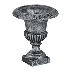 Relaxdays Decorative Vase, Cast Iron, HxD 23 x 19 cm, Vintage Deco Living Room, Antique for Flowers, Goblet, Silver, 100%