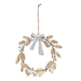 Gold Tone Metal Hanging Christmas Crown Garland Decoration