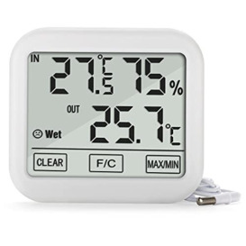 Green Blue GB381 Weather Station with Outdoor Probe Cable Length 1.5 m Comfort Display Thermometer Hygrometer Humidity Measurement Outdoor and Indoor Temperature