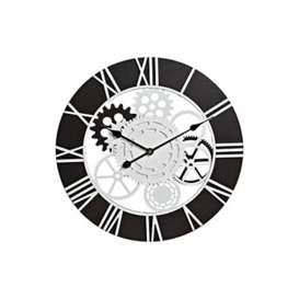 DKD Home Decor Wall Clock, Engineered Wood Iron, White, Black, Estándar