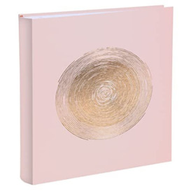 Exacompta - Ref. 16264E - ELLIPSE book photo album - 300 photos - 60 white pages - size 29 x 32 cm - light pink imitation leather cover with rose gold marking in the shape of an ellipse