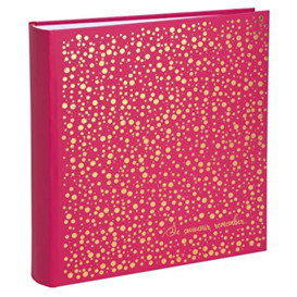 Exacompta - Ref. 16152E - PLUM' book photo album - 300 photos - 60 white pages - size 29 x 32 cm - raspberry leatherette paper cover - embossed gold polka dot marking and inscription