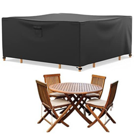 Mrrihand Garden Cube Furniture Covers Waterproof 600D Heavy Duty, Rattan Cube Cover 150x150x75 cm Windproof, Anti-UV, Tear-resistant, Outdoor Table Cover with Buckles,Drawstring