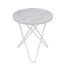 Manchester Round Lamp Table, White finish, W40xD40xH45cm