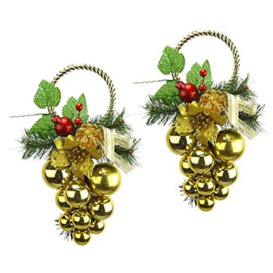 Hanging Wall Decoration with Artificial Fir Poinsettia Cones Bow Flower Decoration Christmas Decoration Door Wall Hanger Wreath Wreath Wreath Christmas Wreath Garland Wall Decoration Decoration