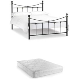 Julian Bowen SET OF REBECCA BED BLACK 135CM & PREMIER 135CM MATTRESS