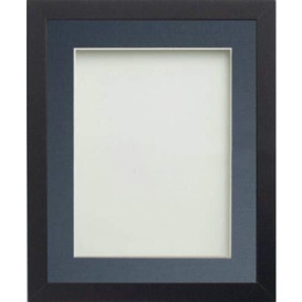 Frame Company Allington Black Photo Frame with Blue Mount, 10x8 for 6x4 inch, fitted with perspex