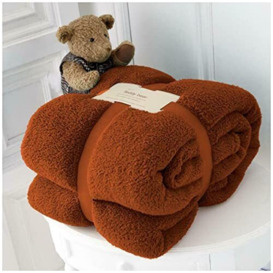 GC GAVENO CAVAILIA Teddy Fleece Blanket Throw, Warm & Cosy Snuggle Blankets For Bed, Super Soft Fluffy Throws, Burnt Orange, 130X180 Cm