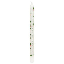 Talking Tables Holly Leaf Christmas Advent Candle - 30cm Wax Candlestick, Dates to Countdown Xmas Day - Festive Wreath, Table Decorations, BC-Holly-ADV-CNDL, White