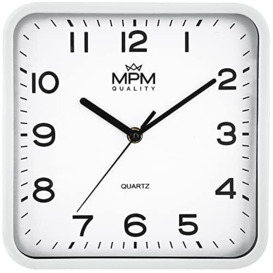 MPM Quality wall clock, Plastic Glass, White, 220 x 220 x 40 mm