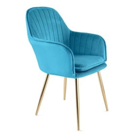 RayGar Genesis Muse Velvet Fabric Tub Chair With Gold Finish Metal Tube Legs (Teal)
