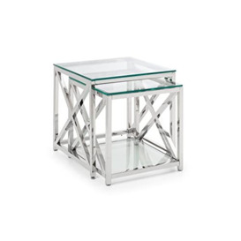 Julian Bowen Miami Nest of Tables, Glass & Silver, One Size