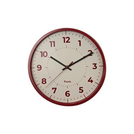 Fisura - Original red wall clock. Modern wall clock kitchen. Bordeaux wall clock. Non ticking wall clock 30 centimetres diameter. ABS and Glass. 1 AA Battery.