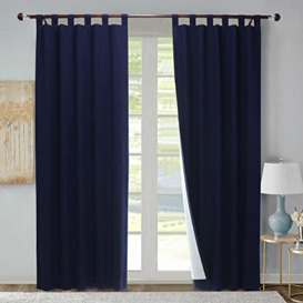 "loft living Winmate Insulated Cotton Tab Top Curtain Panel - Pair 40"" x 84"" in Navy"