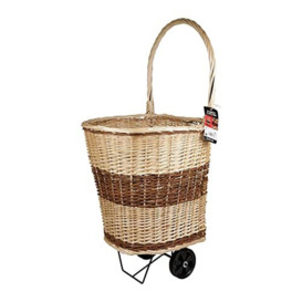 RUECAB - Log Rack - Log Carrier Trolley with Wheels, Log Cart, Firewood Transport, Log Carrier with Wheels - 45 x 40 x H 98 cm - Wicker - Rounded Shape